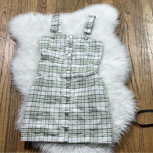 Forever 21 Green Plaid One Shoulder Dress